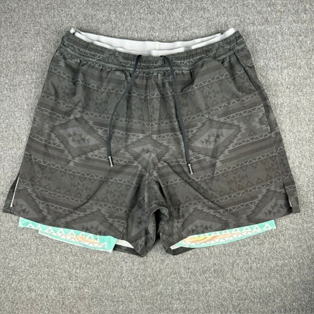 Chubbies Mens 6 Inch Inseam Compression Lined Shorts Grey Geometric Large